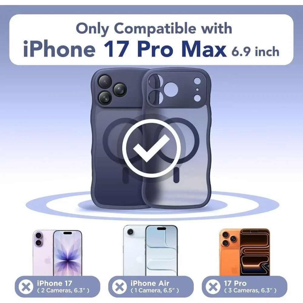 Women Dark Blue Iphone 17 Pro Max Case Full Camera Protection Mag Safe